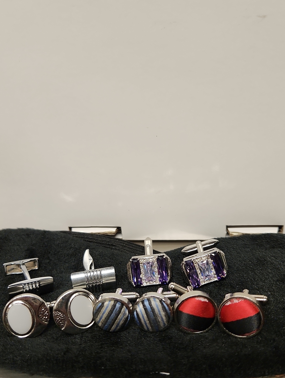 Assorted Women’s Cufflink and Accessory Set in Purple, Red, White, Blue